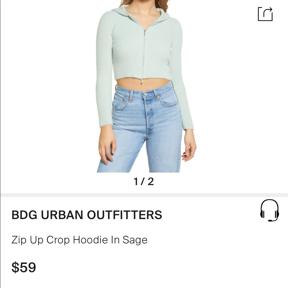 BDG Urban Outfitters Zip up Crop Hoodie